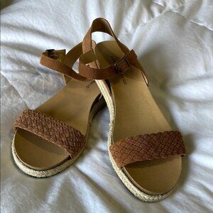 Lucky Brand Grecilyn Brown Leather Espadrille Sandals wAnkle Straps Size 8